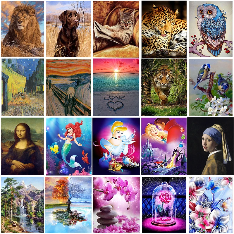 

Scenery tree landscape village train DIY Crystal full drill square 5D diamond painting cross stitch kit mosaic round rhinestone