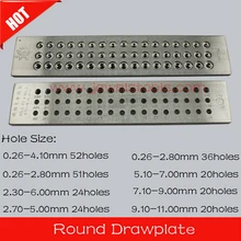 Круглый Форма вольфрам-карбидная рабочая доска, различные модели, 0,26-4,10 мм, 2,30-6,00 мм, 5,10-7,00 мм, отверстие номер 20-52, ювелирные изделия делая инструменты