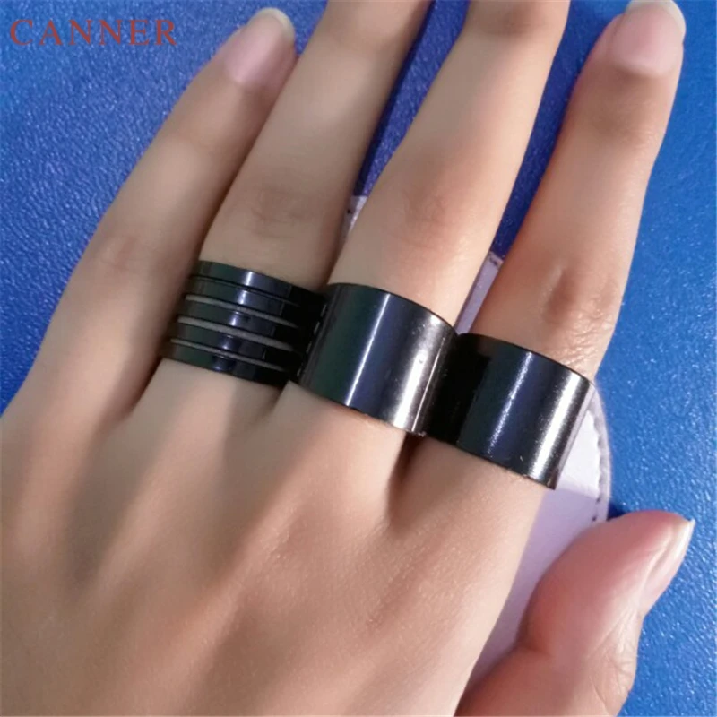 

3 pcs Black Adjustable Rings Set for Women Stack Plain Above Knuckle Band Mini Ring Jewelry Punk Rock Finger Ring Gifts C4