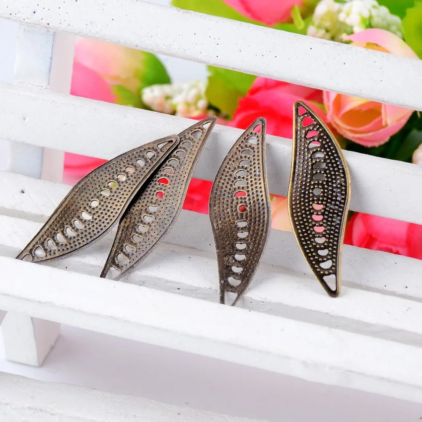 

Free shipping Retail 30Pcs Antique Bronze Filigree Leaf Wraps Connectors Metal Crafts Gift Decoration DIY Findings 33x10mm F0379