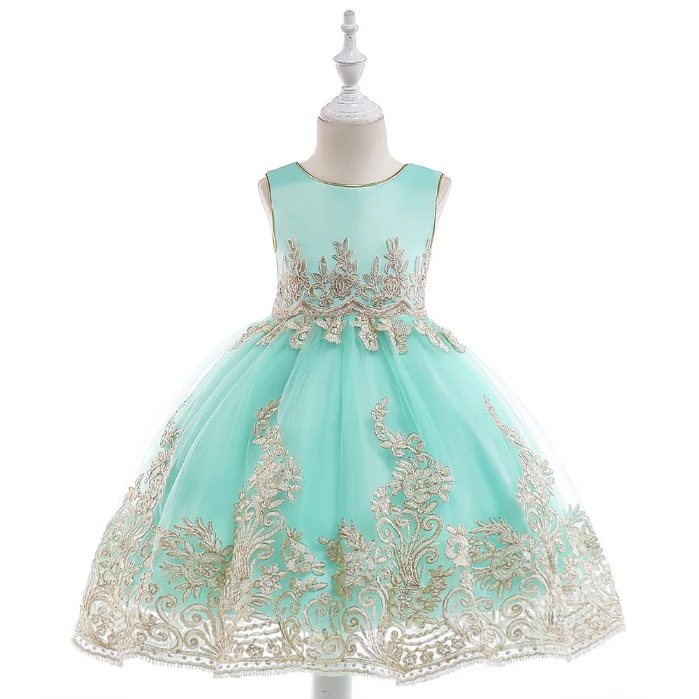 Beringi/кружевное свадебное платье для девочек; детское атласное платье принцессы с золотой нитью и вышивкой для торжественных мероприятий; Вечерние платья на выпускной