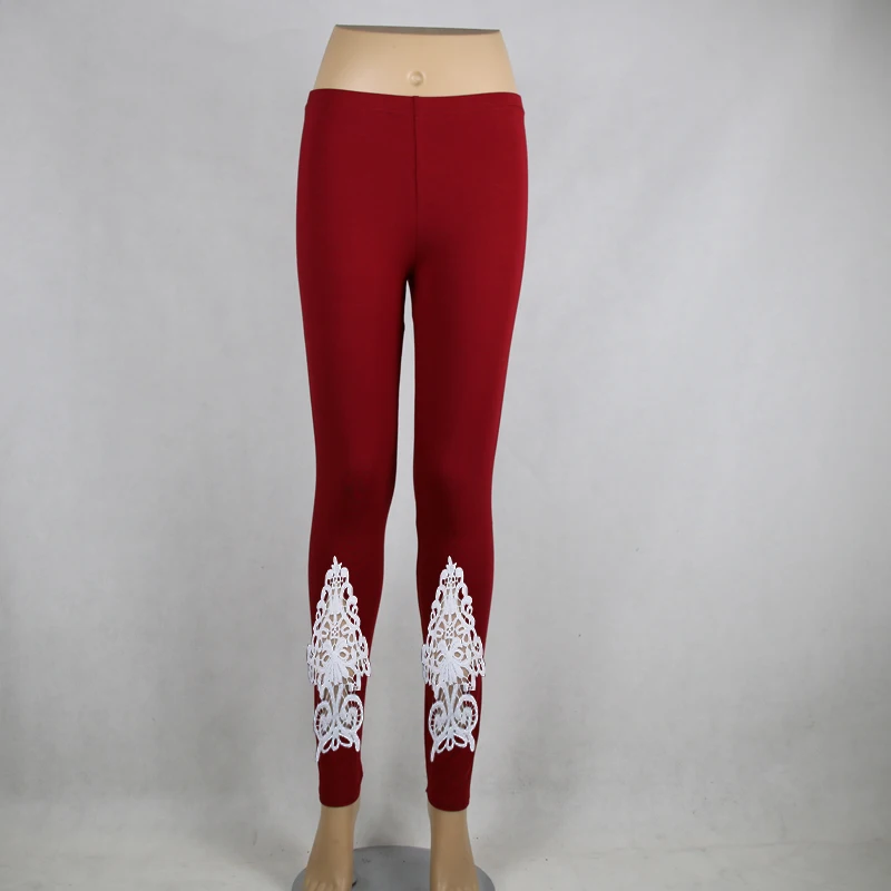 Cotton Leggings XS-7XL Plus Size Leggings Lace Decoration Women's Jeggings Plus Size 7XL 6XL 5XL 4XL 3XL White Black Purple Pink leggins