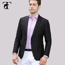 Блейзер toturn мужской повседневный костюм ткань с полотняным переплетением маленькая блестящая мужская куртка с учетом мужской шерсти Модные мужские Костюмы Блейзер черный