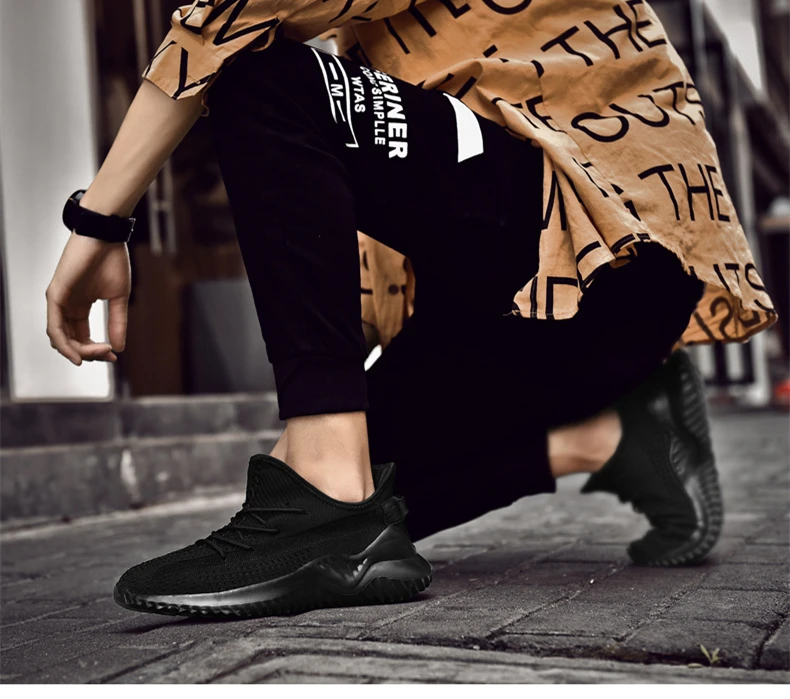 Hemmyi Tenis Masculino Adulto; удобная мужская обувь из дышащего сетчатого материала; повседневные Черные кроссовки на шнуровке; большие размеры 39-47; Прямая поставка
