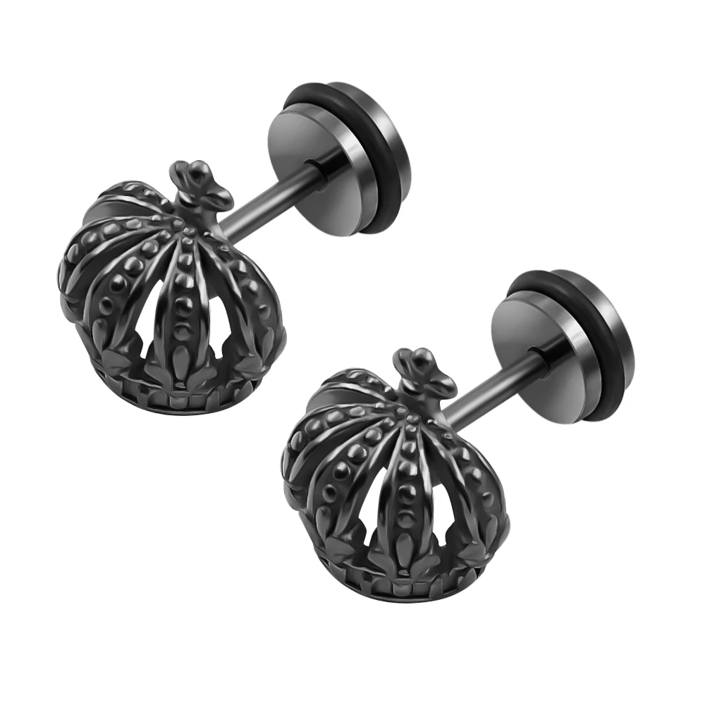 

1 Pair Rock Stereo Crown Earring Stud for Men Unisex Women Cool Sliver Crown Punk Ear Stud Earrings Brincos