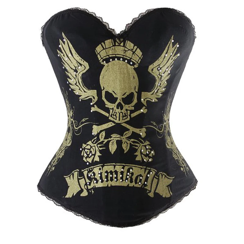 Hot Sale Corset Top Punk Sexy Corset Bustier Skull Corsets Fashion Corselet Women Halloween Party Club Wear Tops Cincher S-2XL Hot Sale Corset Top Punk Sexy Corset Bustier Skull Corsets Fashion Corselet Women Halloween Party Club Wear Tops Cincher S-2XL