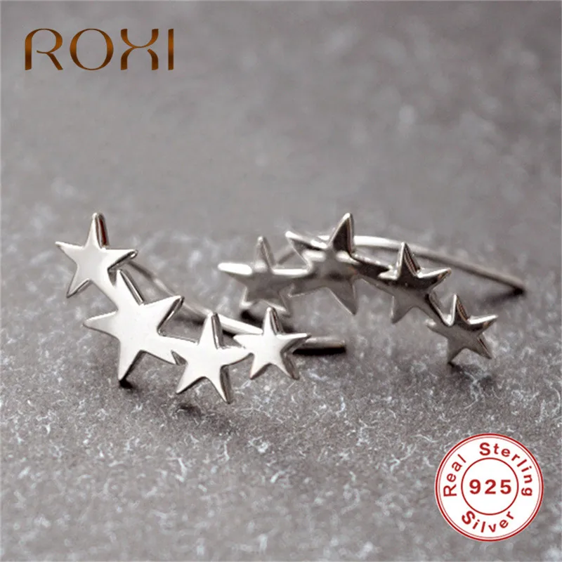 

ROXI 925 Sterling Silver Earrings Elegant Star Earrings for Women Minimalist Geometric Silver Ear Earings Jewelry pendientes