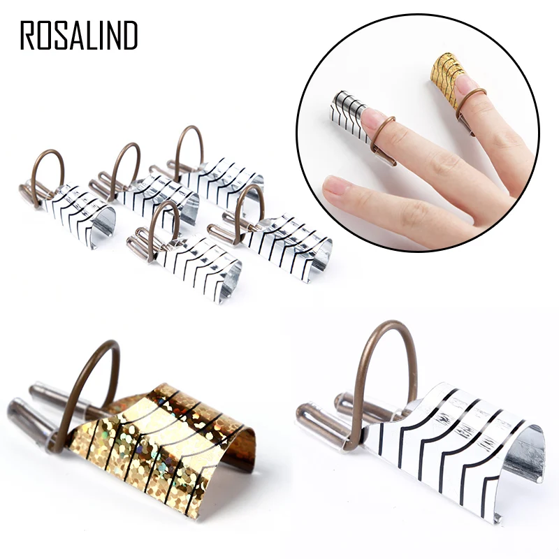 

ROSALIND 5PCS/box for Nail Reusable Care Aluminum Guide Forms Extension Tool Finger Rest for UV Gel Nail Extension Adjustable