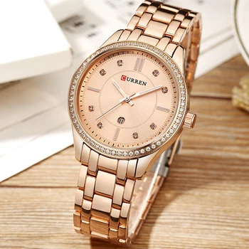 

CURREN Japan Movement Luxury Crystal Watch Women Waterproof Calendar Ladies Wrist Watches Brand Bracelet Clock Relogio Feminino