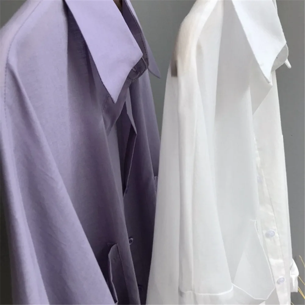 Boyfriend Style Casual Vacation White Long Blouse Women Summer Women Long Sleeve Shirt Blouse High quality loose Blouse Tops (13)