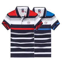 Модная мужская рубашка поло летняя одежда умная Повседневная деловая рубашка поло HOMBRE Tace& Shark 3D вышивка полосатые рубашки поло