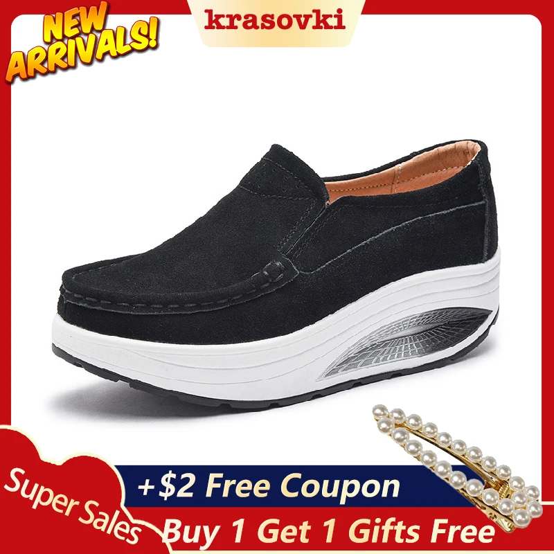 

Krasovki breathable Slip on Sneakers Women Platform Flats Rocking Shoes Ladies Spring Autumn Wedge Sneakers For Women