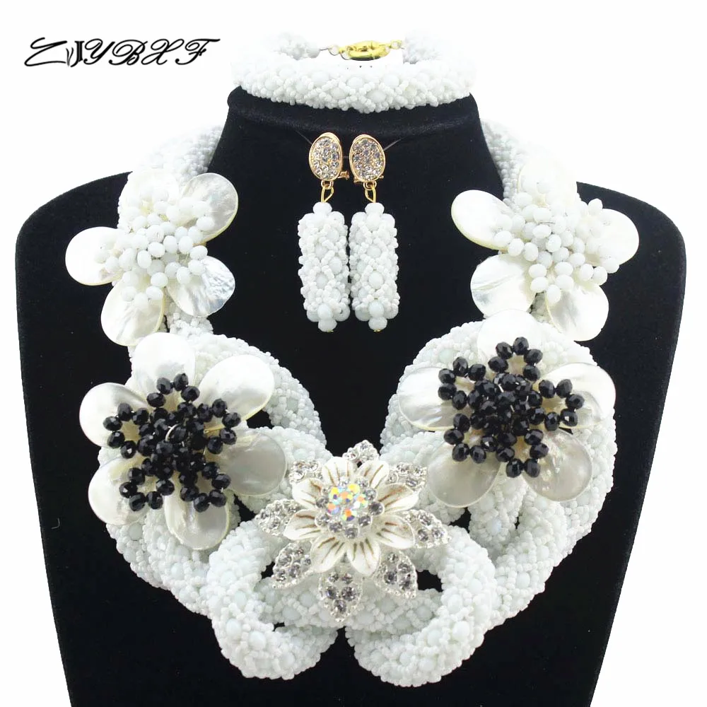 

Nigerian Crystal African Beads costume Jewelry Sets Handmade African Wedding statement necklace earrings Bracelet L1005