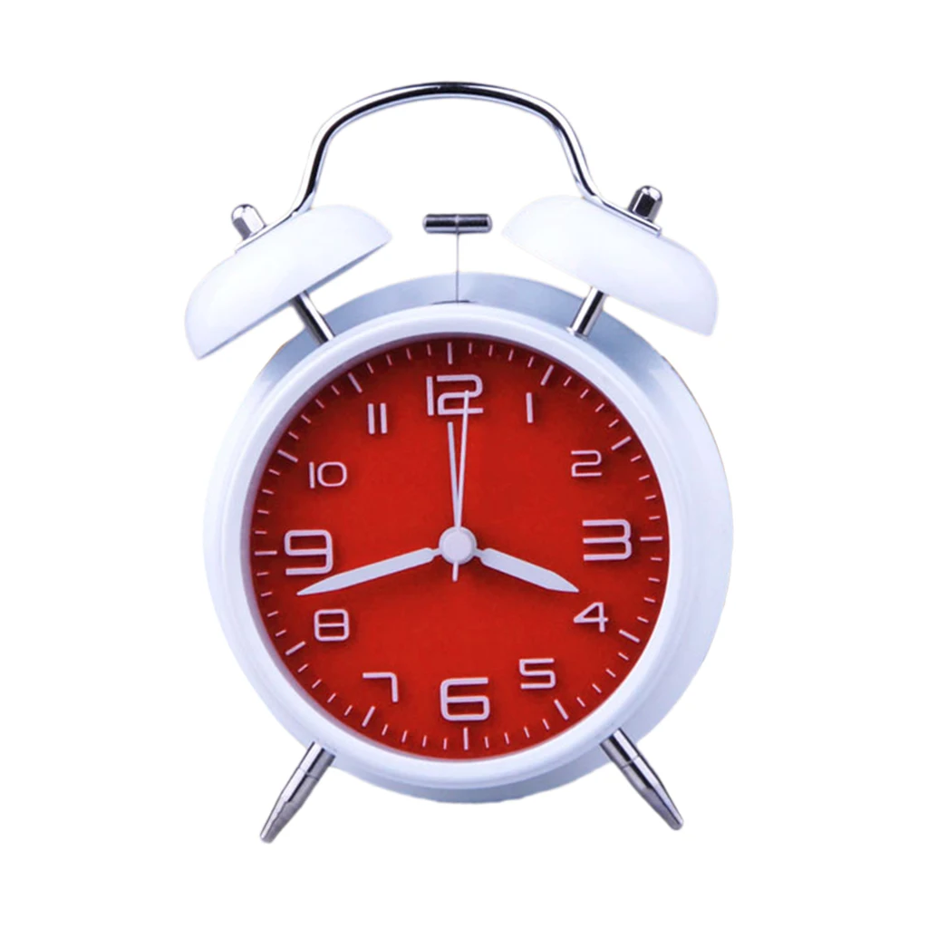 Classic Retro Twin Bell Silent Non-ticking Sweep Quartz Movement Loud Alarm Clock with Night Light for Bedroom Bedside Office