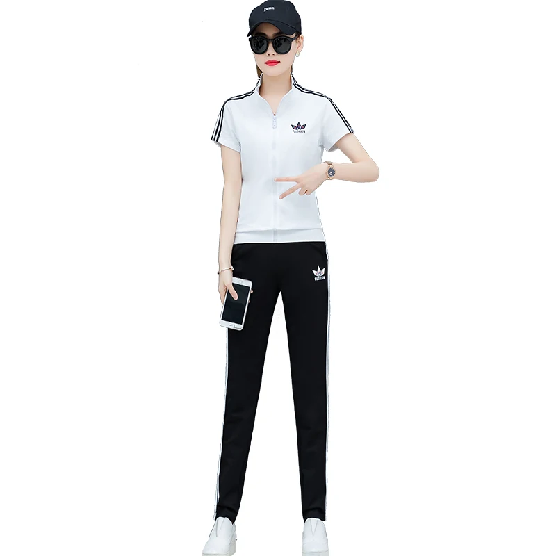 

White Sets 2019 Summer 2 Two Piece Outfits Tracksuits for Women Pants Suits and Top Sportswear Co-ord Set Plus Size Clothing
