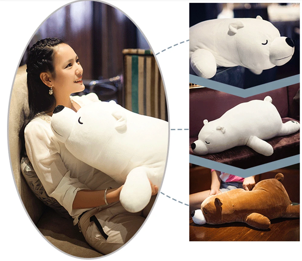 cuddly soft polar bear plush toy soft fluffy stuffed lying white bears pillow doll18