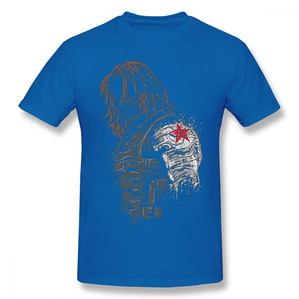Зимний Солдат Bucky Barnes футболка унисекс мягкий хлопок Homme футболка популярная уличная одежда S-6XL размера плюс футболка - Цвет: Синий