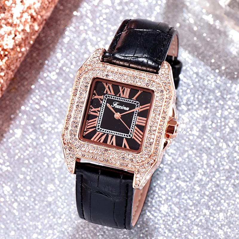 

Luxury Watch Square Rhinestone Starry Sky Women Watches Korean Style Elegant Roman Digital Watch For Women reloj mujer femme