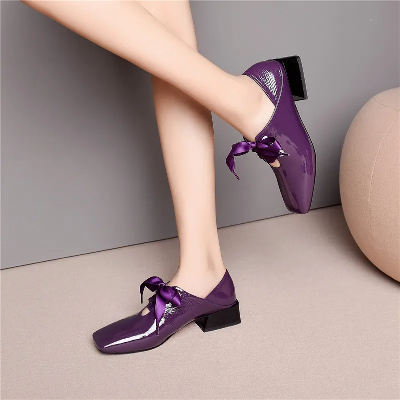 Marca Women Novità Design Trend alta Donna viola Fedonas Casual qualità Tacco Pompe Scarpe 1 Nero in di alto pelle vera 2019 Bqnqwxg5t