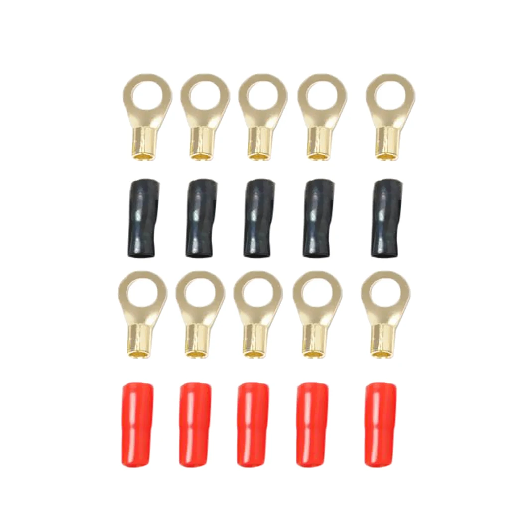 5 Pairs 8 AWG Power Ground Wire Connectors Assortment Crimp Ring Terminals