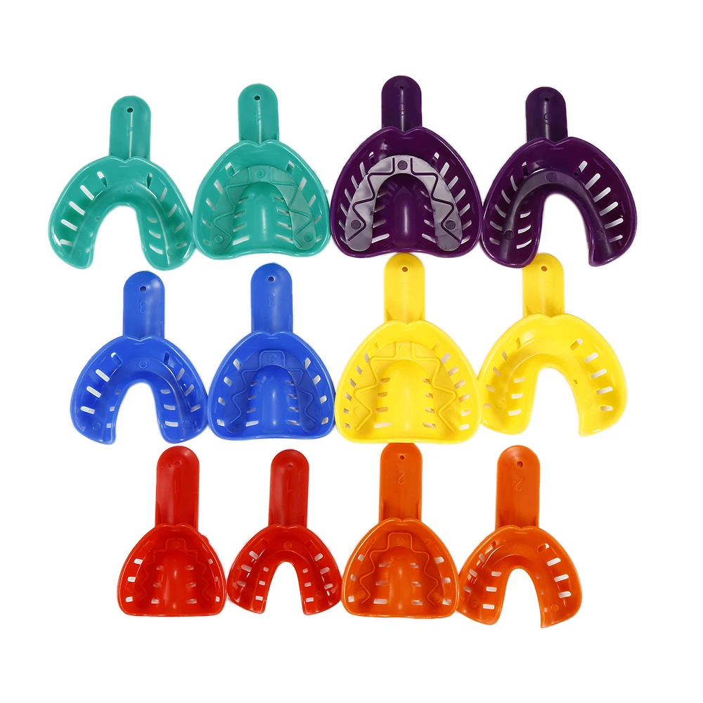 

Y&W&F 12pcs Colorful Dental Impression Trays Plastic Materials Teeth Holder Dental Central Supply For Oral Tools