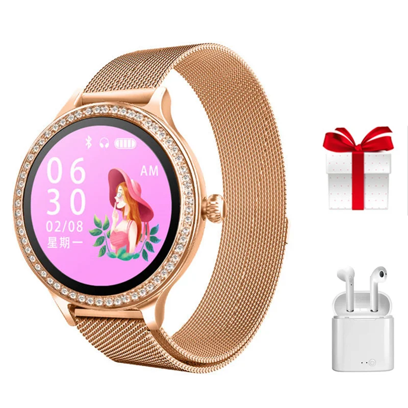 

Smartwatch Women Sports Smart Watch IP68 Waterproof Heart Rate Monitor Blood Pressure Oxygen Call Message Reminder +Airpods