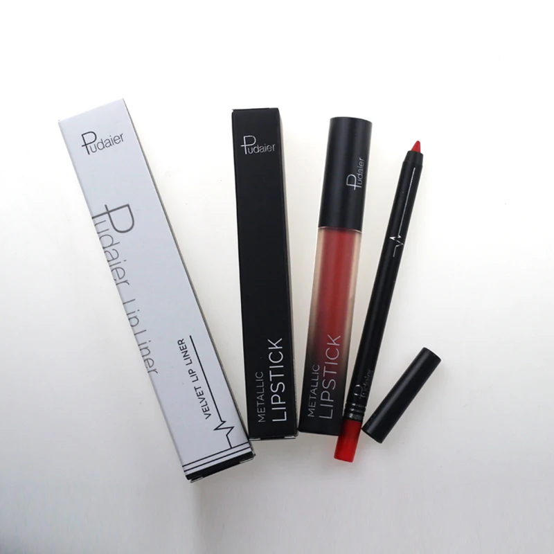 2 шт./лот водостойкий Матовый жидкий блеск для губ и подводка набор Imagic Red Nude