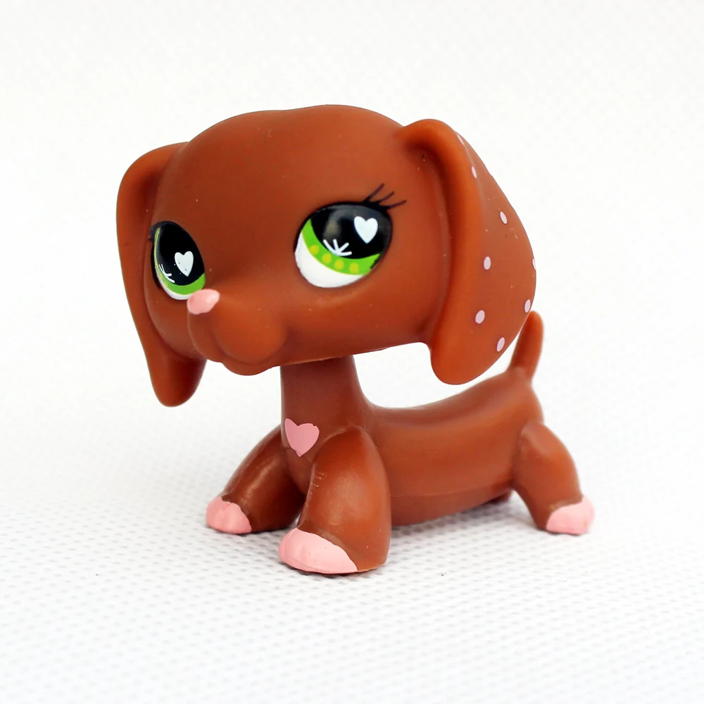 Rare original dog collection pet shop toys DACHSHUND #556 cute brown pink heart sausage kids Christmas present Rare original dog collection pet shop toys DACHSHUND #556 cute brown pink heart sausage kids Christmas present