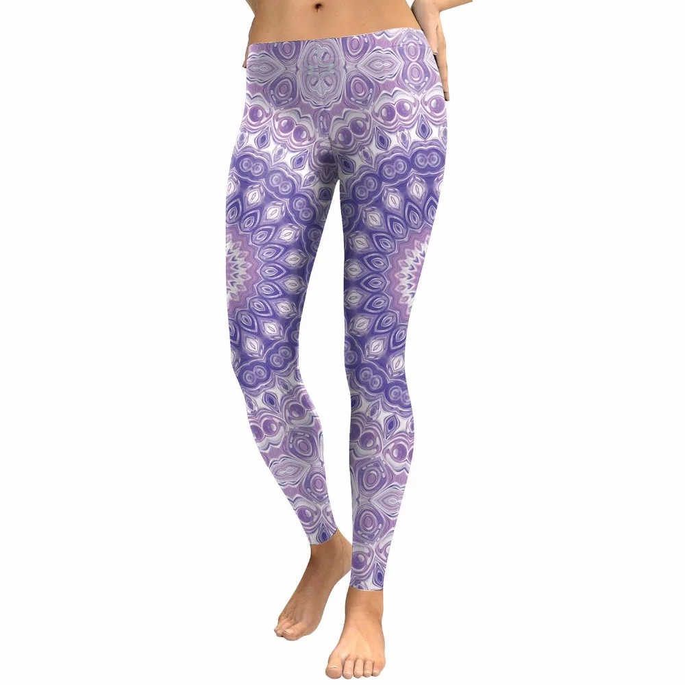 

Lilac colour Leggings Mandala Flower 3D Printed Patchwork Fitness Leggins Slim Elastic Trousers Pants Legins exercise spandex