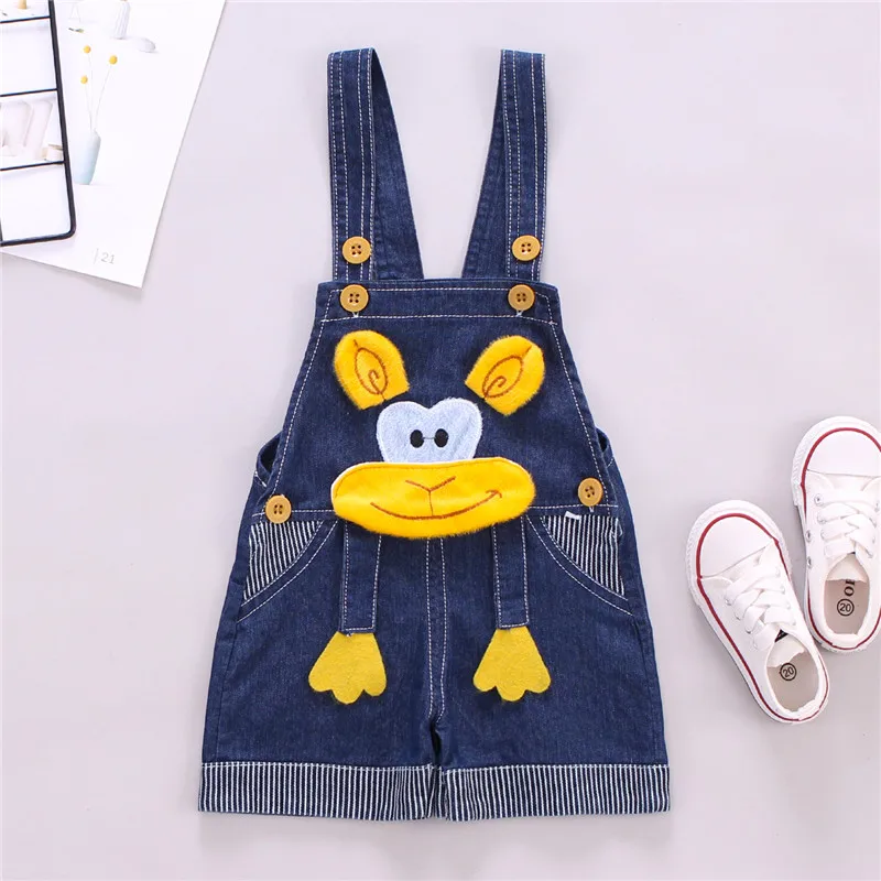 

New Girls Boys Summer Clothes Baby Boys Dungarees Bib Pants Sleeveless Jean Cartoon Baby Romper Overalls Cute Baby Clothes 0-3T