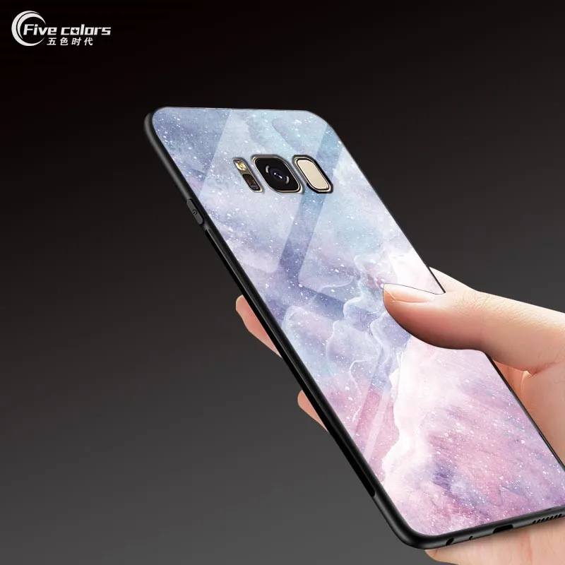 Marble Star Space Tempered Glass Phone Cases For Samsung Galaxy A8 2018 / Plus Soft TPU Bumper Protective Cover Coque |