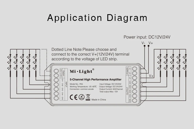 Ми свет PA5 DC12V-24V 15A 5-канальный высокое усилитель мощности контроллер серии и все ШИМ Тип светодиодный контроллер для светодиодный полосы