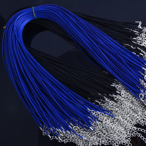 

8pcs/lot 18 Inch Adjustable Black Blue Necklace Wax rope Cord String1.5mm For DIY Jewelry Making