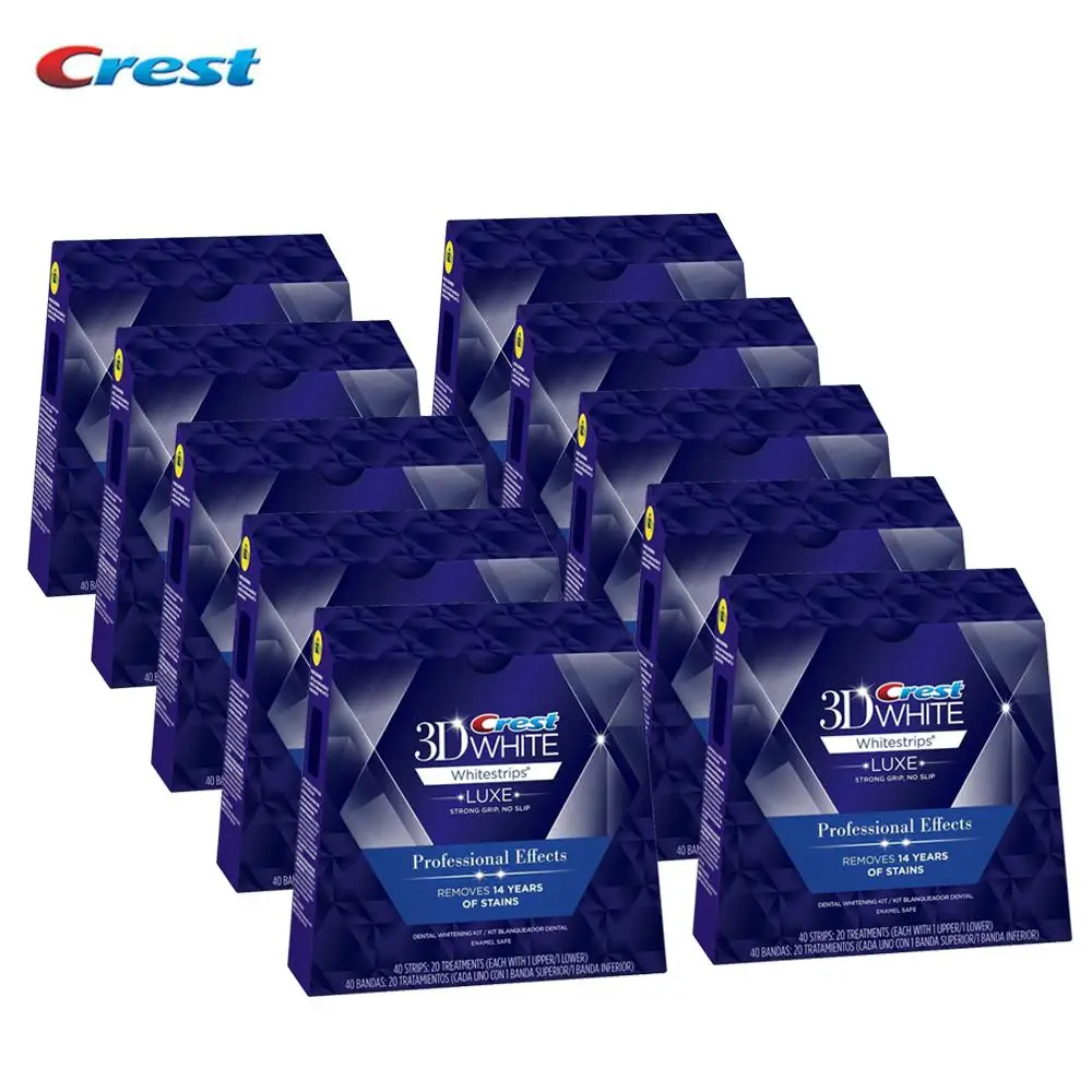 Crest 3D Whitestrips профессиональные эффекты белый LUXE Гигиена зубов Protection10 коробки(400 полоски) для Отбеливание зубов