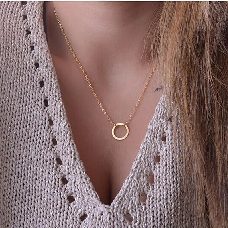 

Circle Pendants Necklaces Eternity Collares Minimalist Jewelry Dainty Forever Women Necklace Gift Exo Statement Necklace Viking