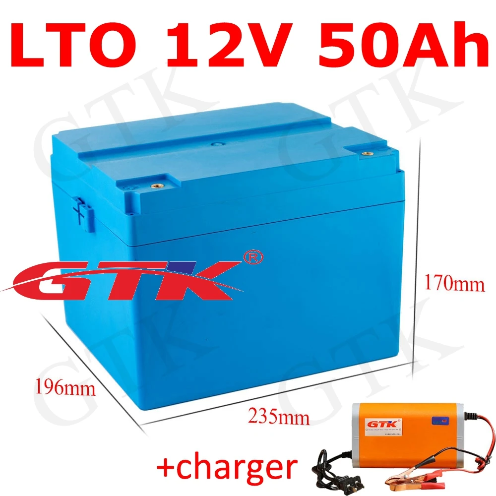 GTK LTO 12 В 50AH литиевый титановый аккумулятор LTO батареи для RV солнечной машины, стартовый супер быстрый заряд, длительный срок службы+ 10А зарядное устройство
