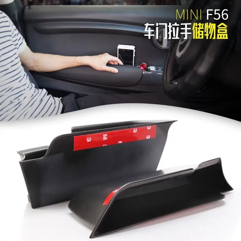 

2PCS/set Car Inner Side Front Door Handle Armrests Storage Box ABS Tray Holder For Mini Cooper F55 F56 Car Styling Accessories
