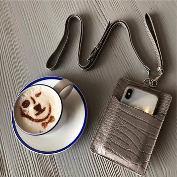 

Phone Wallet Pouch Embossed Crocodile Pattern Cow Leather With Lanyardr Pouch Phone Bag For iPhone X XS Max XR 6 6S 7 8 Plus