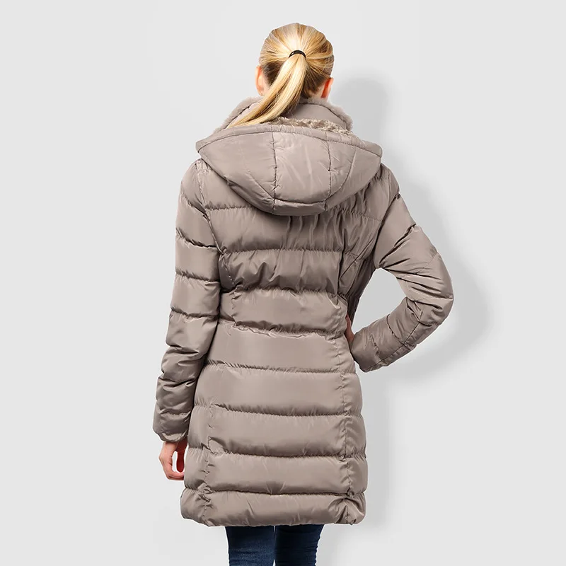Хаки женские парки новая зимняя куртка женская меховая с капюшоном хлопковая Стеганая пуховая манто Femme теплая Женская куртка Wc48
