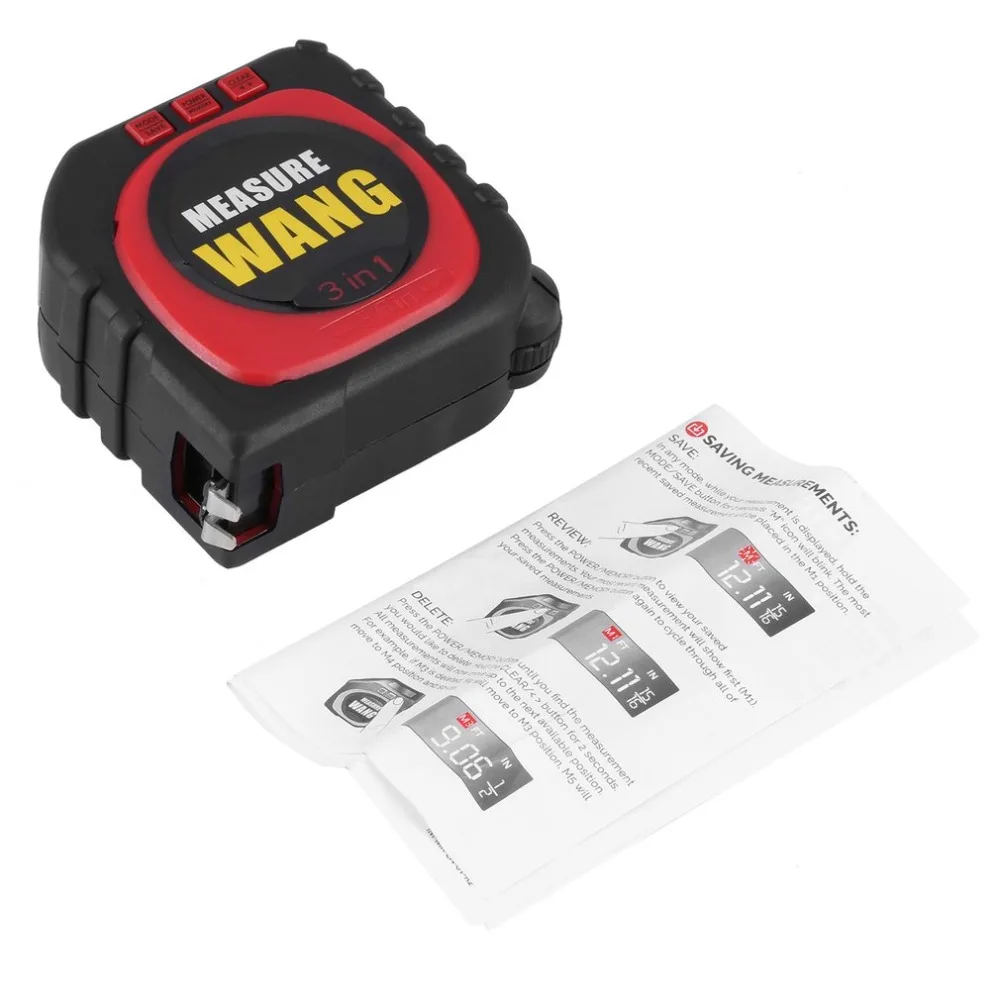 

3-in-1 Digital Backlight Display Tape Measure String Mode Sonic Mode Roller Mode Universal Precise Measuring Tool Accessories