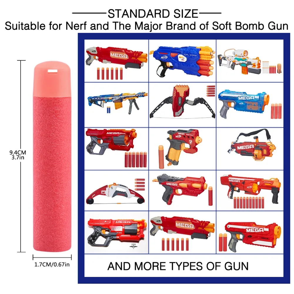 

6Pcs 9.5cm Red Sniper Rifle Bullets Darts for Nerf Mega Kids Toy Gun Foam Refill Darts Big Hole Head Bullets Gift Drop Shipping
