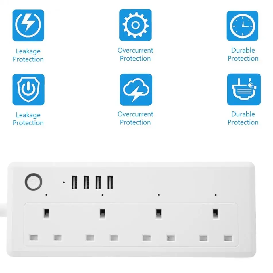 Wi-Fi мощность полосы стабилизатор напряжения Smart 4 порты usb Plug голосового управления прочный 240-100 в ЕС Plug