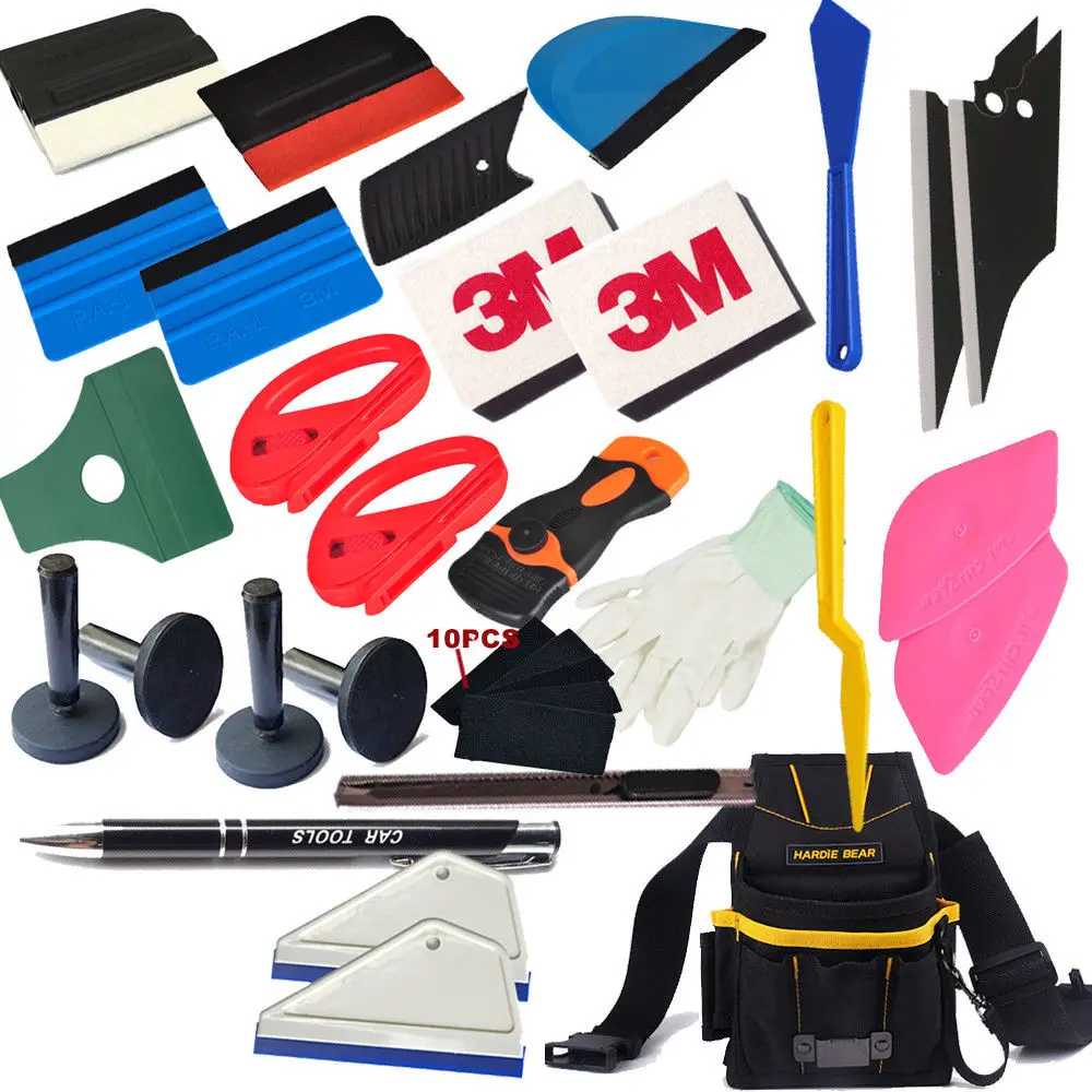 

Professional Vinyl Wrap Tool Kit Bag Combo Squeegee Utility Razor Magnets Cutter