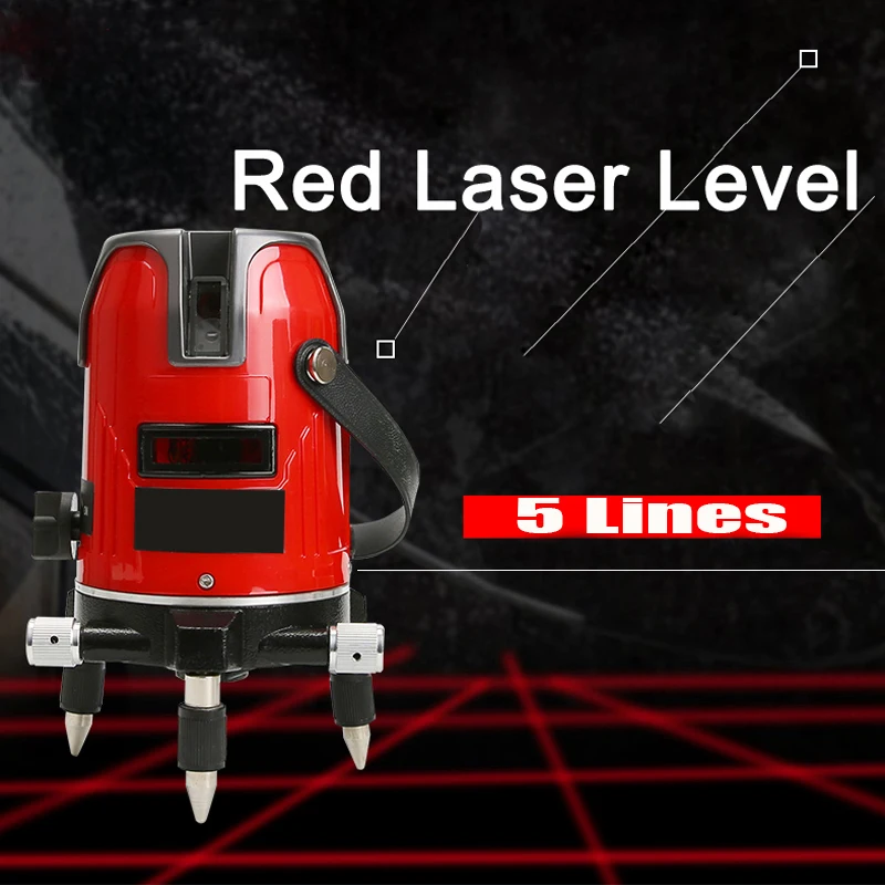 

360 Degree Self-leveling Cross Red Lines Laser Level LM550 5 Lines 3 Point Red Laser Level 8 Times Brightness Touch Button