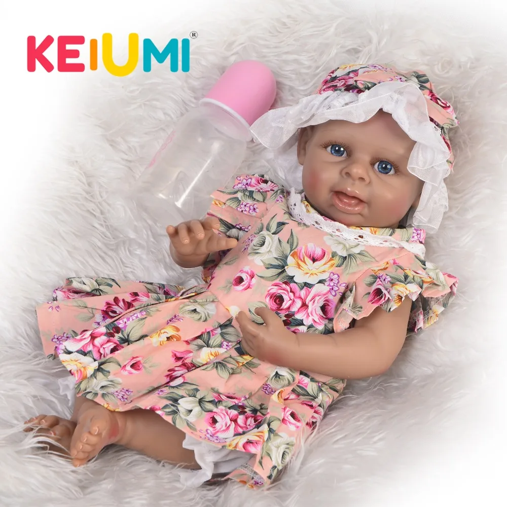 KEIUMI 45 см этнический ребенок Reborn силиконовый Полный корпус черная кожа 19 ''Reborn Baby girl куклы bebe Реалистичная принцесса Дети Playmate