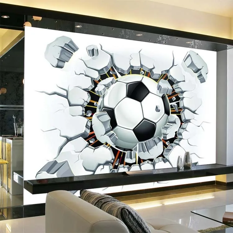3D fútbol mural, papel pintado de encargo según sus ...