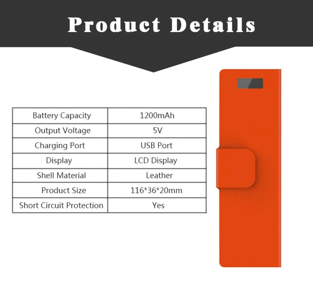 New For JUUL Charging Box 1200MAH E-Cigarette Portable Charge Case- Black