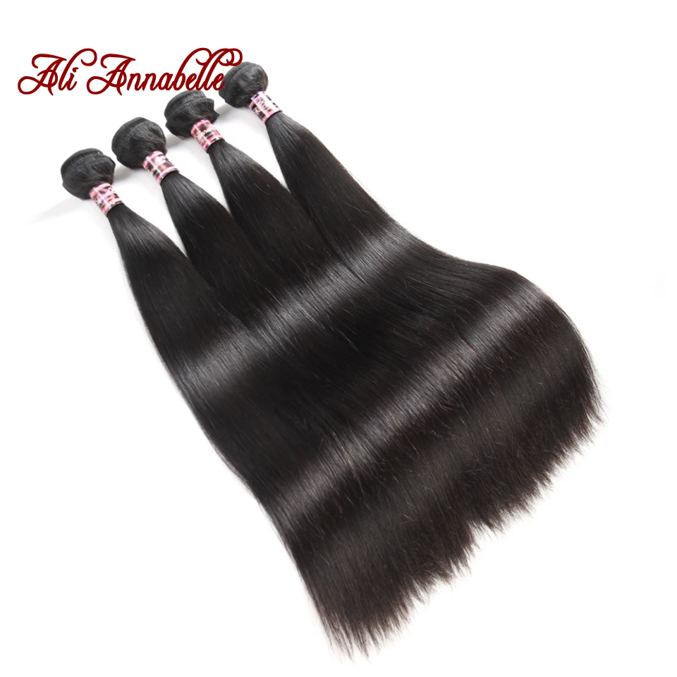 Али Annabelle волос Малайзии прямые волосы Weave 4 комплект s пряди человеческих для наращивания волосы remy комплект предложения натуральный цвет