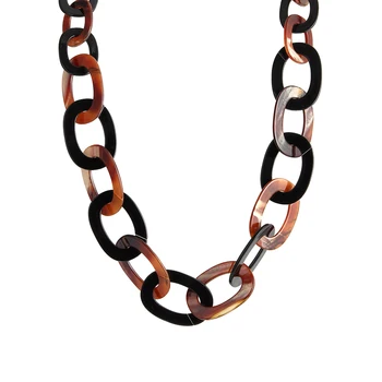 

FishSheep 2019 Statement Acrylic Long Chain Necklaces For Women Geometric Resin Acetate Link Chain Big Pendant Necklace Jewelry