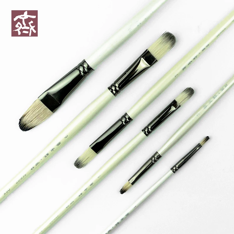 

Trition 6Pcs/set Oil Paint Brush Bristle Hair Fine Artistic Painting Brushes For Acrylic Wooden Handle Paintbrush Art Supplies